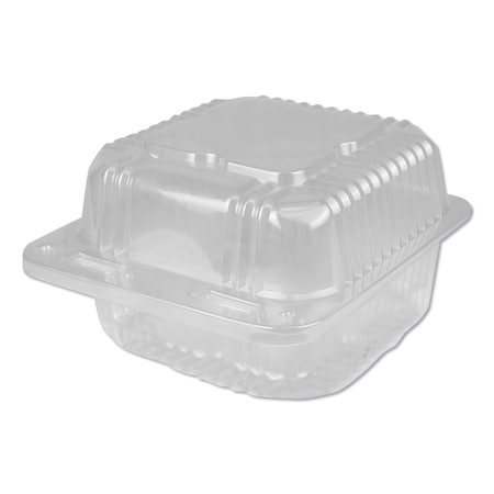 Durable Packaging Plastic Clear Hinged Containers, 6 x 6, 21 oz, Clear, PK500 PXT11600